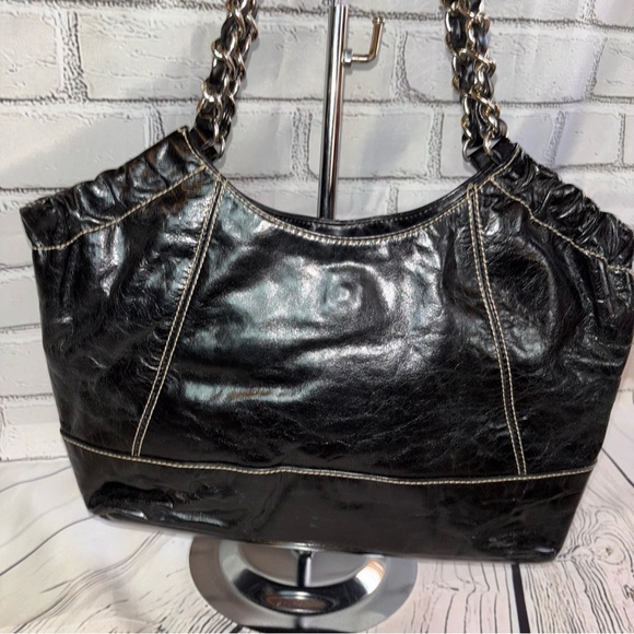 AK Anne Klein Women’s Black Distressed Leather Shoulder Bag - Picture 2 of 9